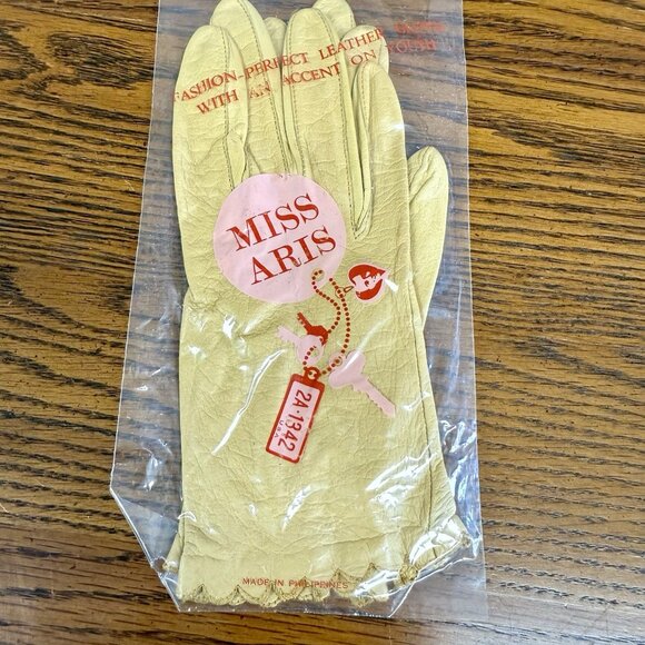 Vtg Miss Aris And Fownes Leather Gloves 1960’s Luxury SZ 6 1/2 Original Bag - Picture 5 of 12